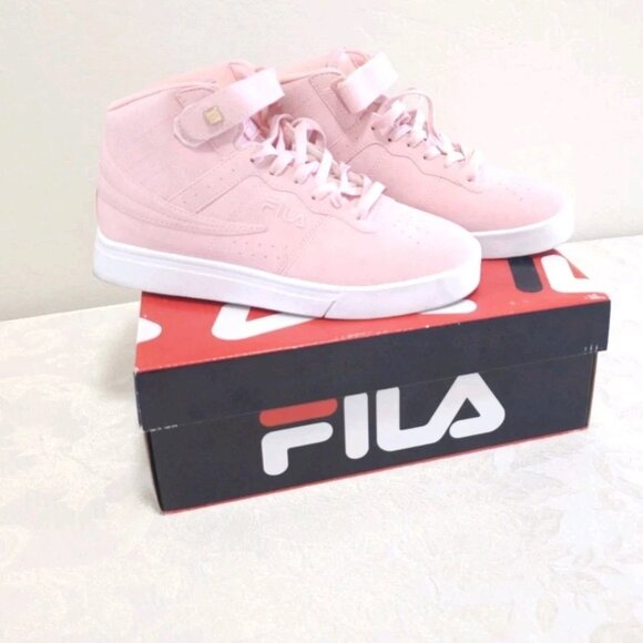 Womens FILA VULC 13 ARES Distress High Top Sneakers Shoes 7.5 7 1/2 CRBL LT Pink - Picture 1 of 12